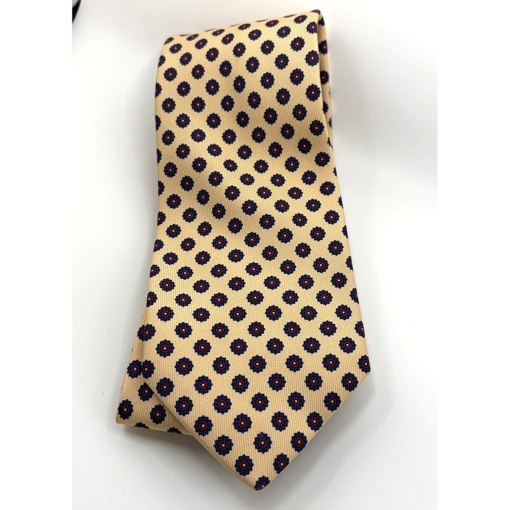 Petronius 1926 Silk Tie Yellow Floral Foulard Italy